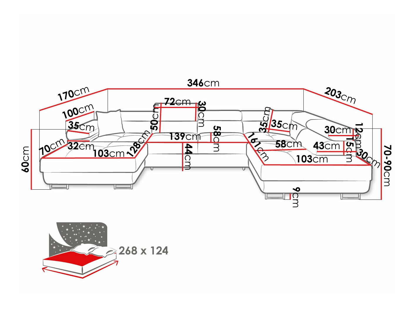Ugaona sofa Comfivo Eliferu 103 (Manila 18)