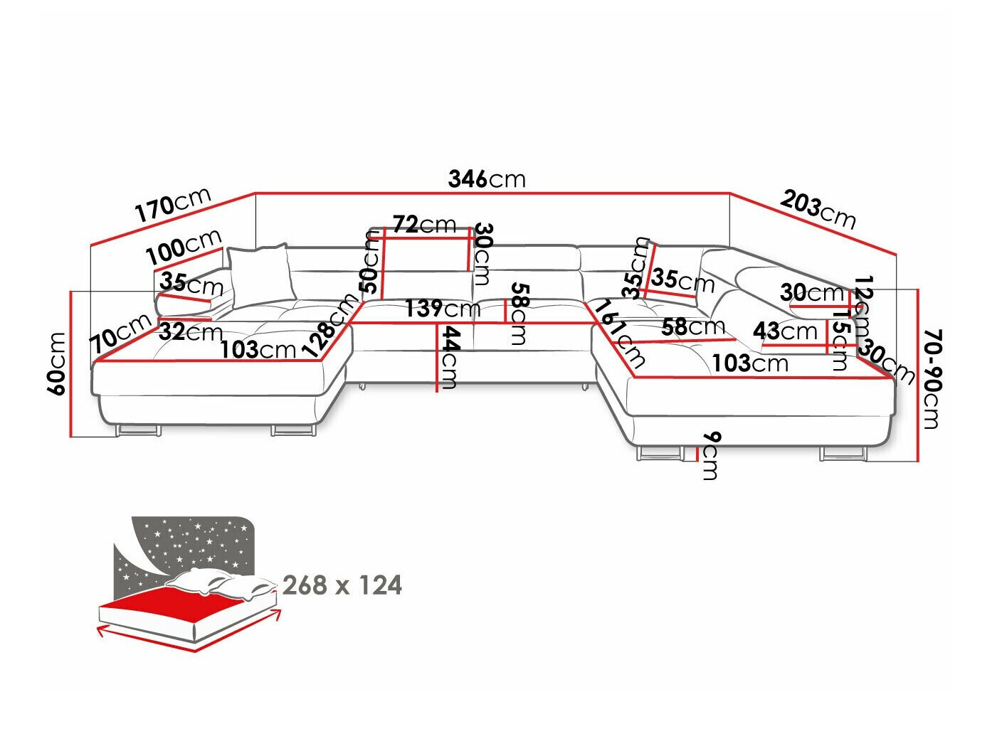 Ugaona sofa Comfivo Eliferu 103 (Poso 100)