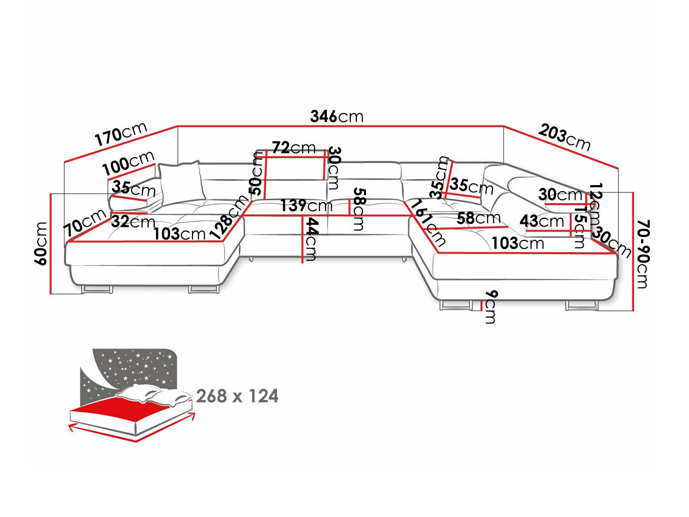 Ugaona sofa Comfivo Eliferu 103 (Poso 135)