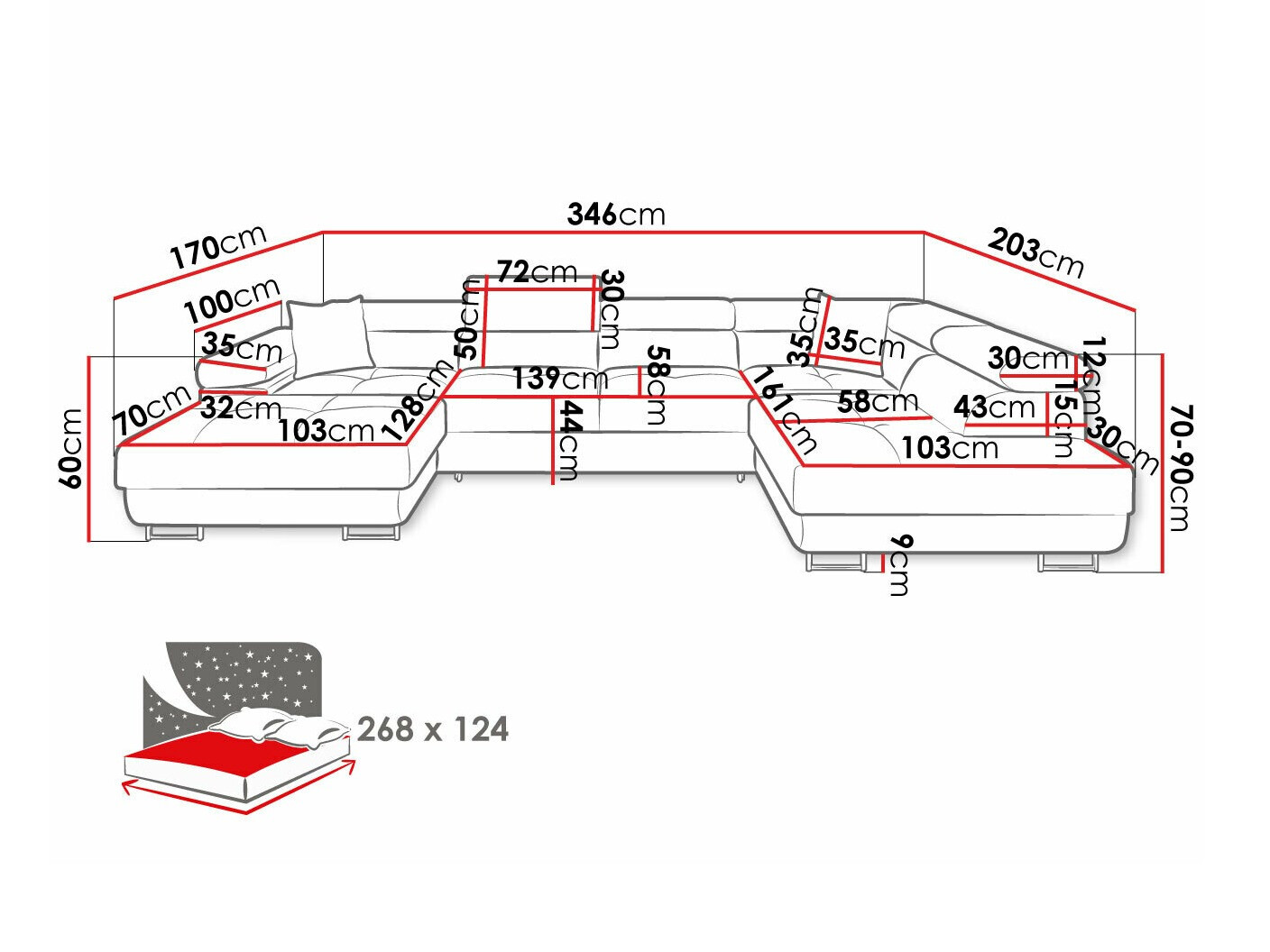 Ugaona sofa Comfivo Eliferu 103 (Poso 135)