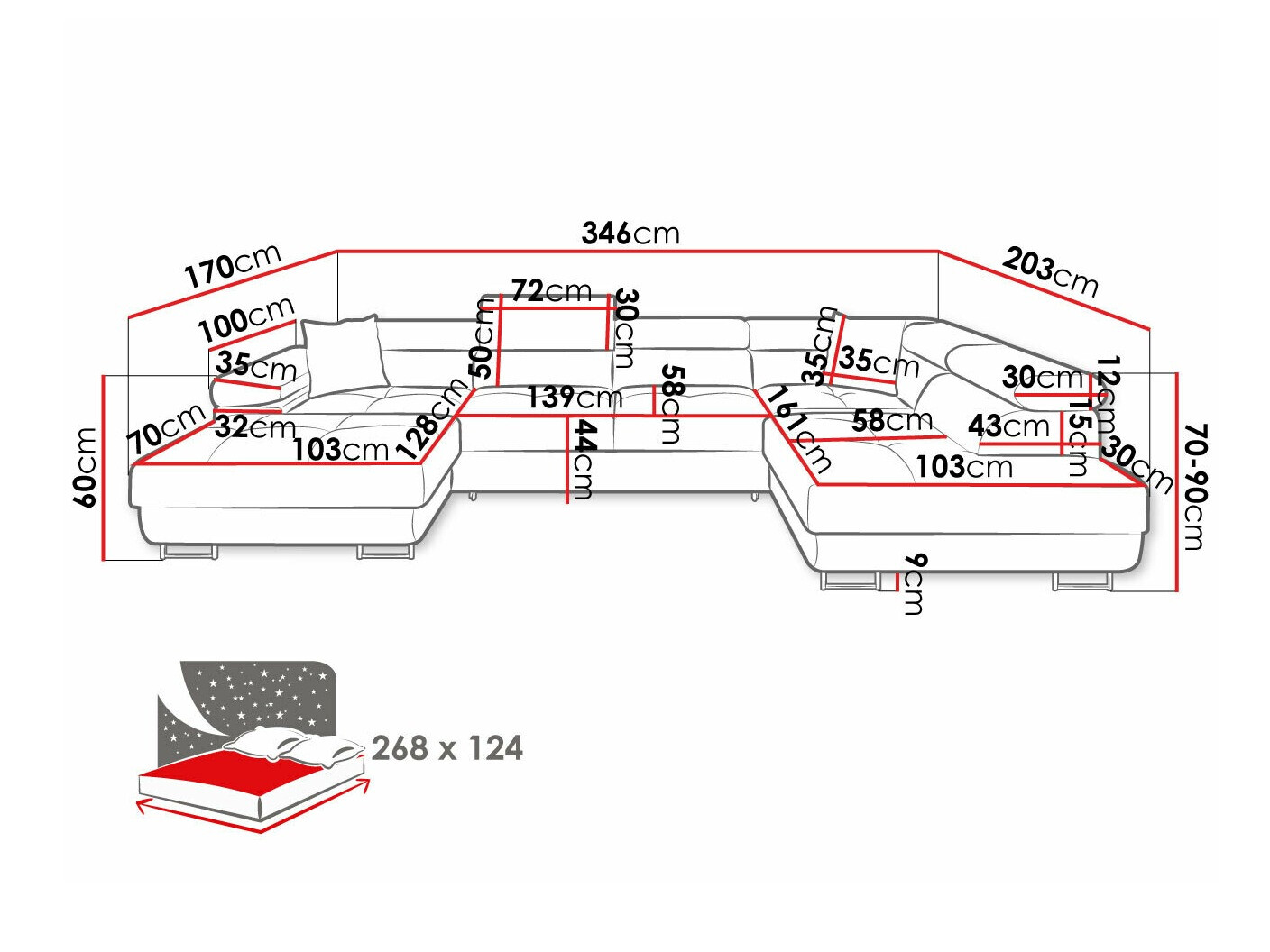 Ugaona sofa Comfivo Eliferu 103 (Poso 14)