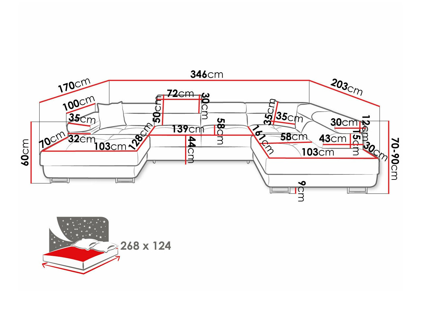 Ugaona sofa Comfivo Eliferu 103 (Soft 029 + Lux 05)