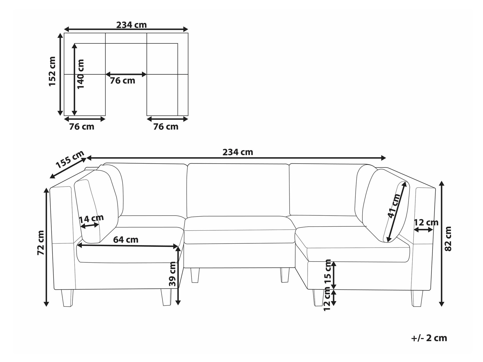 Modularna ugaona garnitura Elbmeli 104 (Bež)