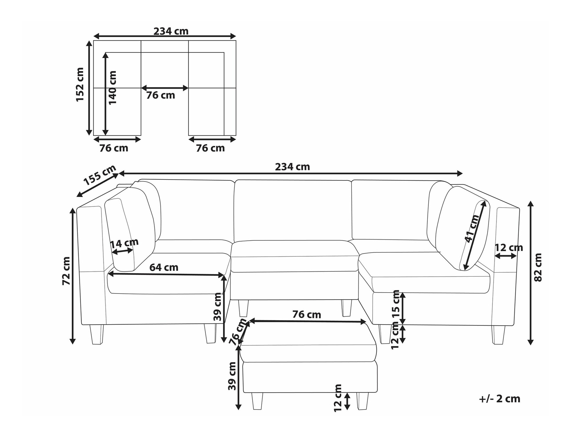 Modularna ugaona garnitura Elbmeli 104 (Bež)