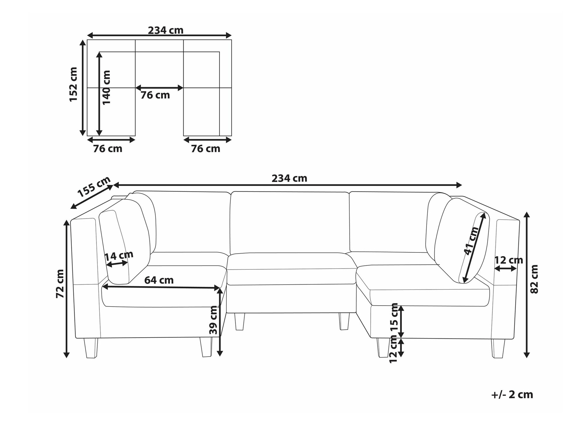 Modularna ugaona garnitura Elbmeli 104 (Smeđa)