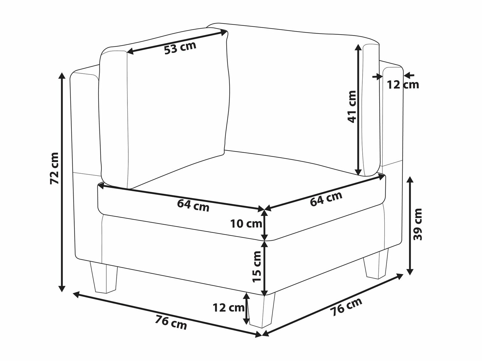 Modularne sedeće garniture Elbmeli 102 (Crno)