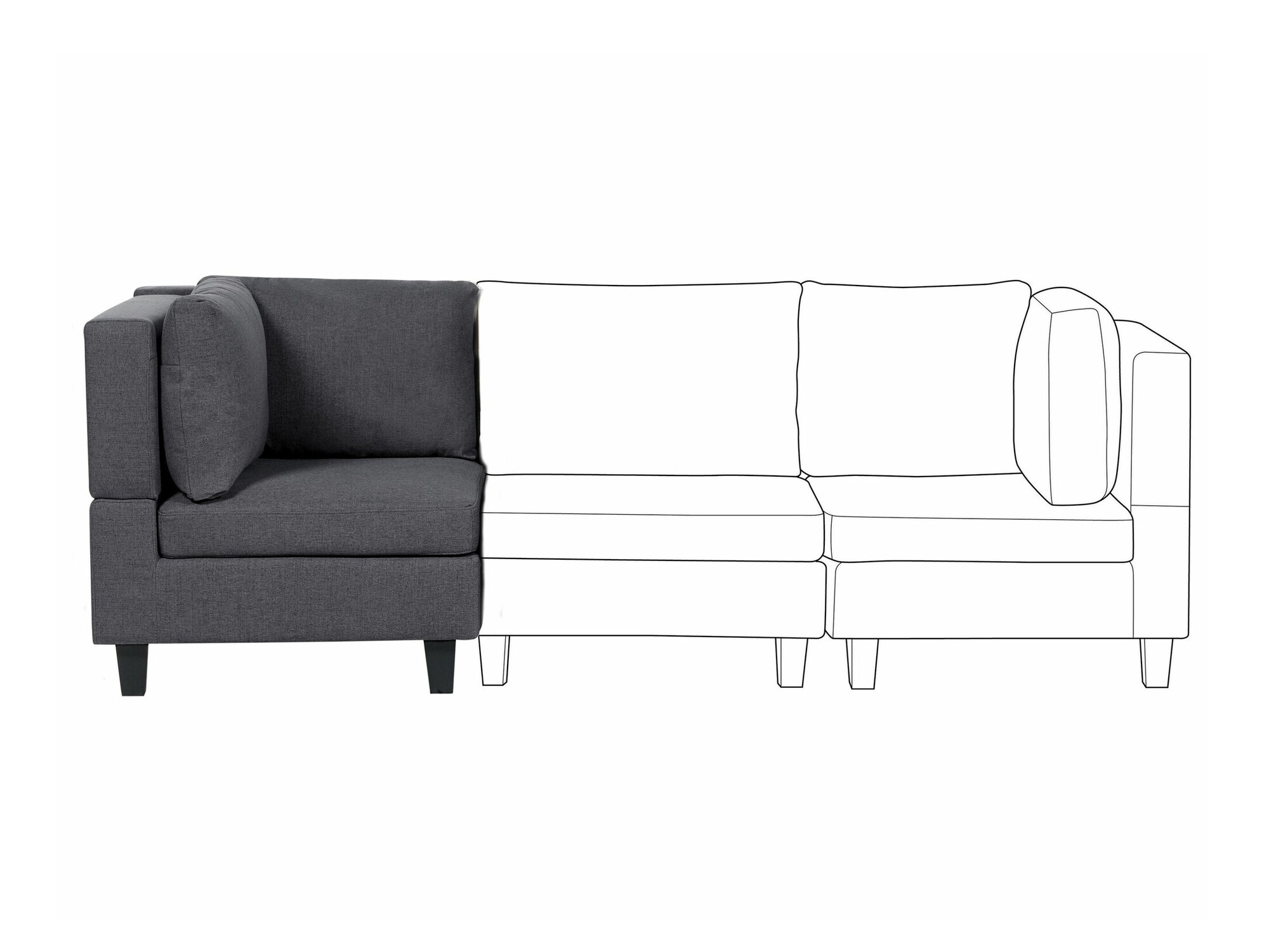 Modularne sedeće garniture Elbmeli 102 (Tamnosiva)