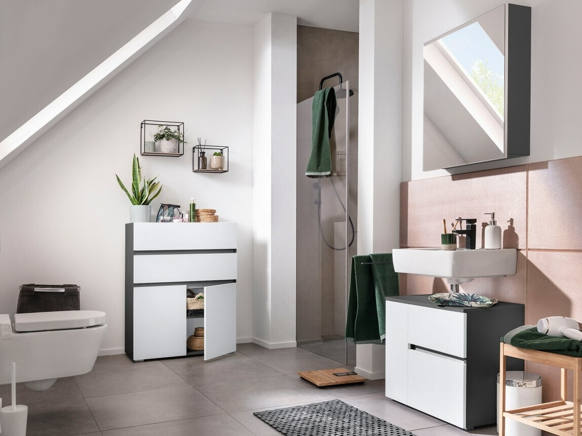 Samostojeći kupatilski ormarić Soncamu 101 (Belo + Antracit)