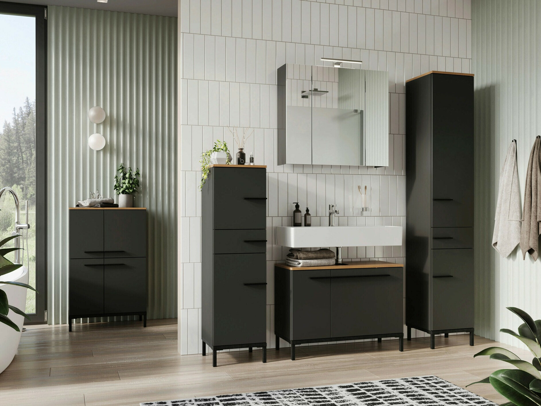 Set za kupatilo Ruvlevu 104 (Graphite + Navarra hrast)