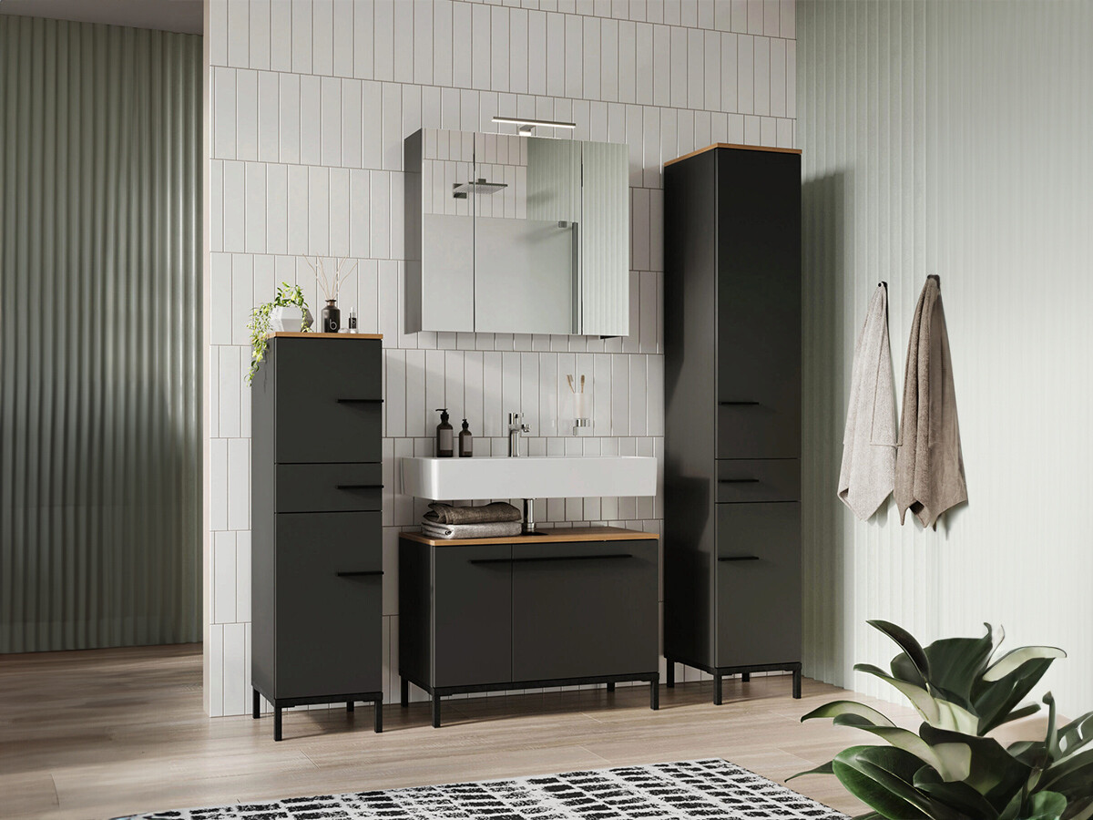 Set za kupatilo Ruvlevu 105 (Graphite + Navarra hrast)