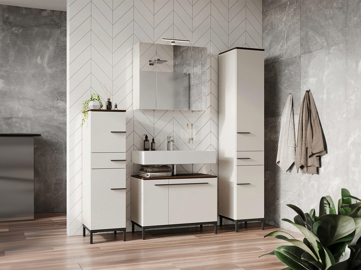 Set za kupatilo Ruvlevu 105 (Svetloosiva + Orah)