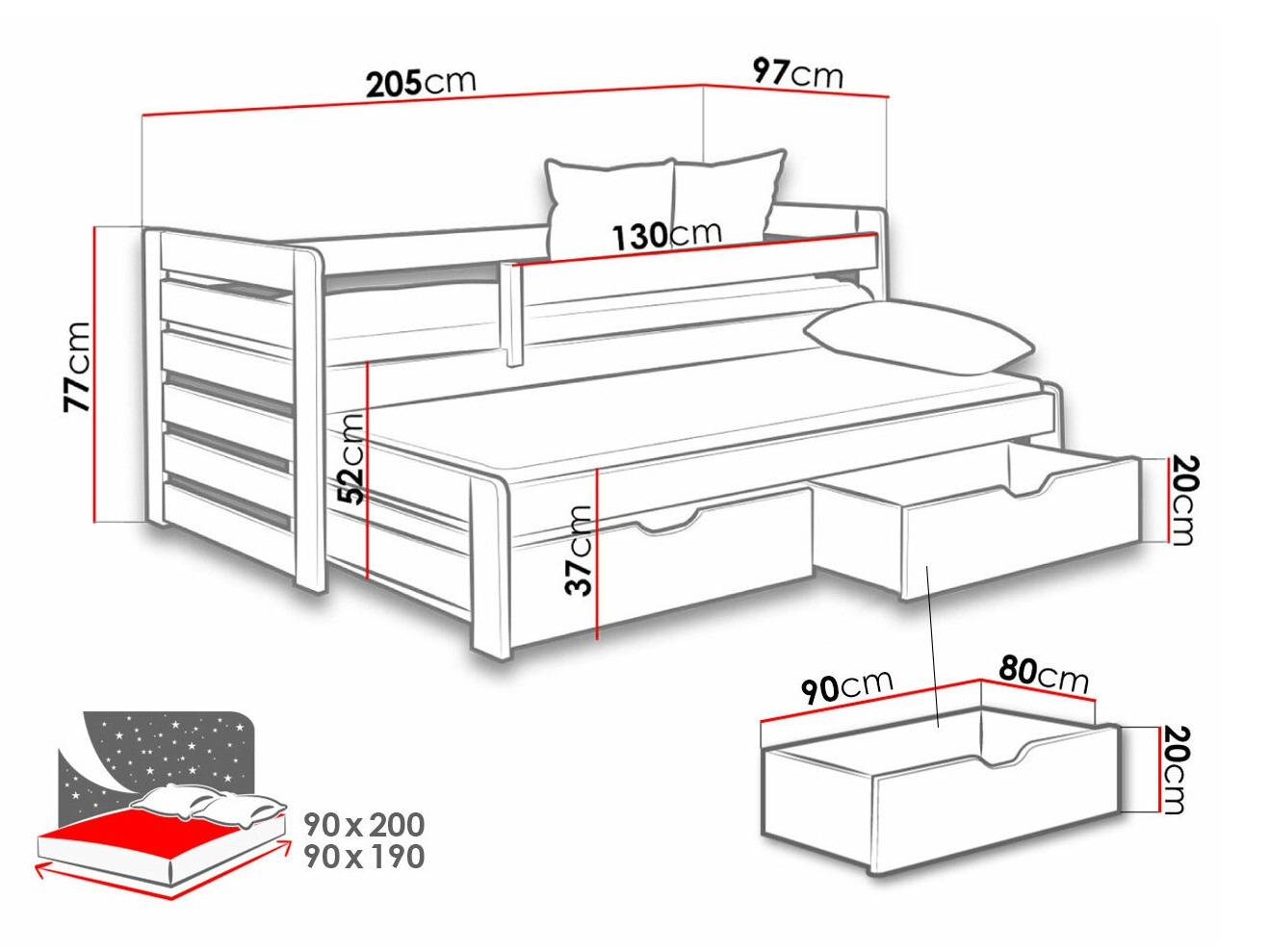 Krevet Henderson 128 (Belo)