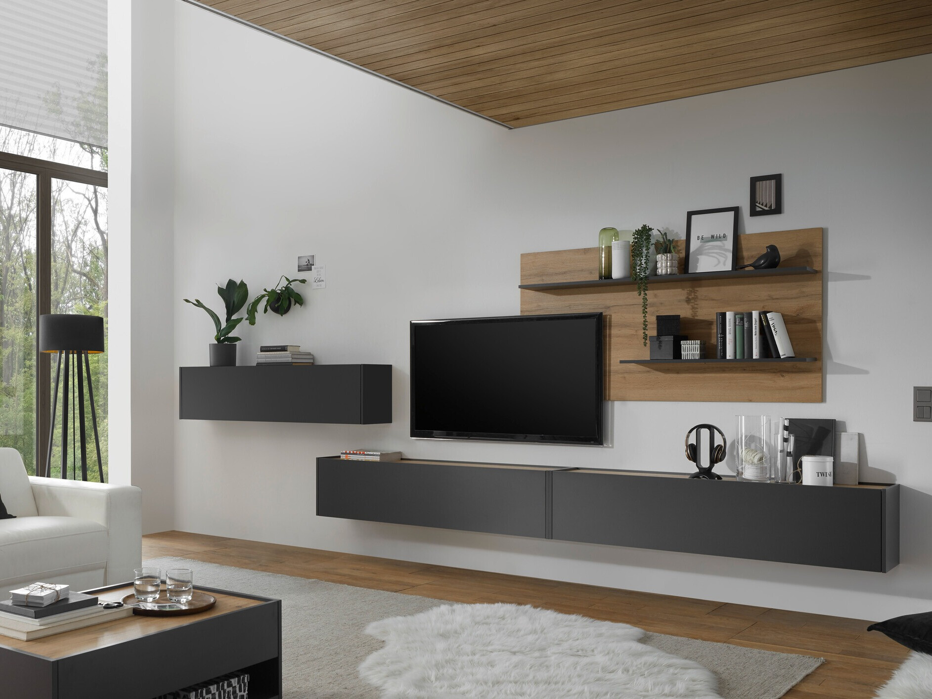 TV komoda Elbsori 108 (Antracit + Hrast Votan)