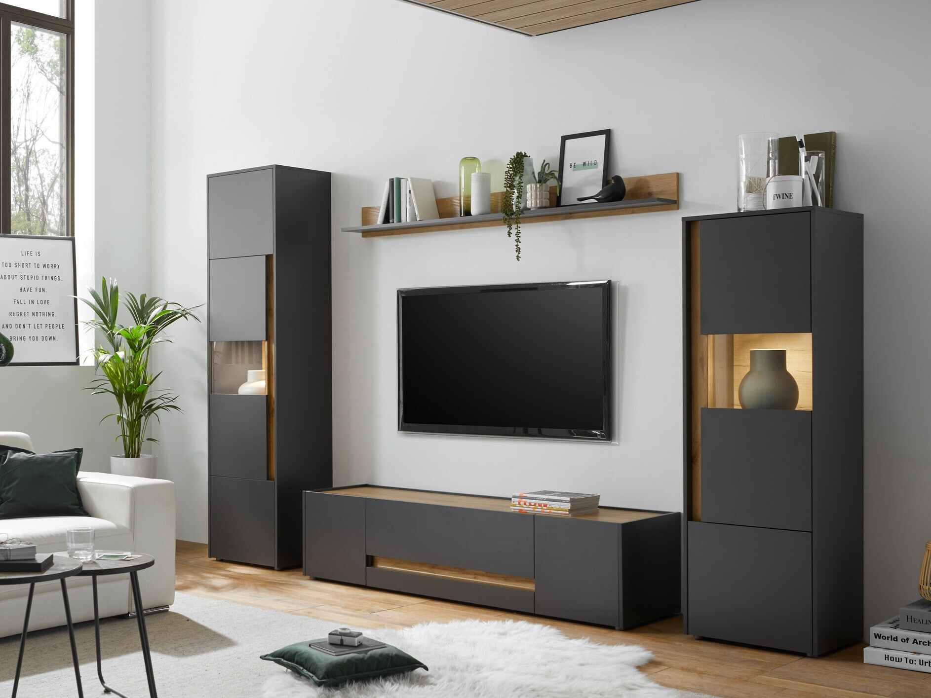TV komoda Elbsori 115 (Antracit + Hrast Votan)