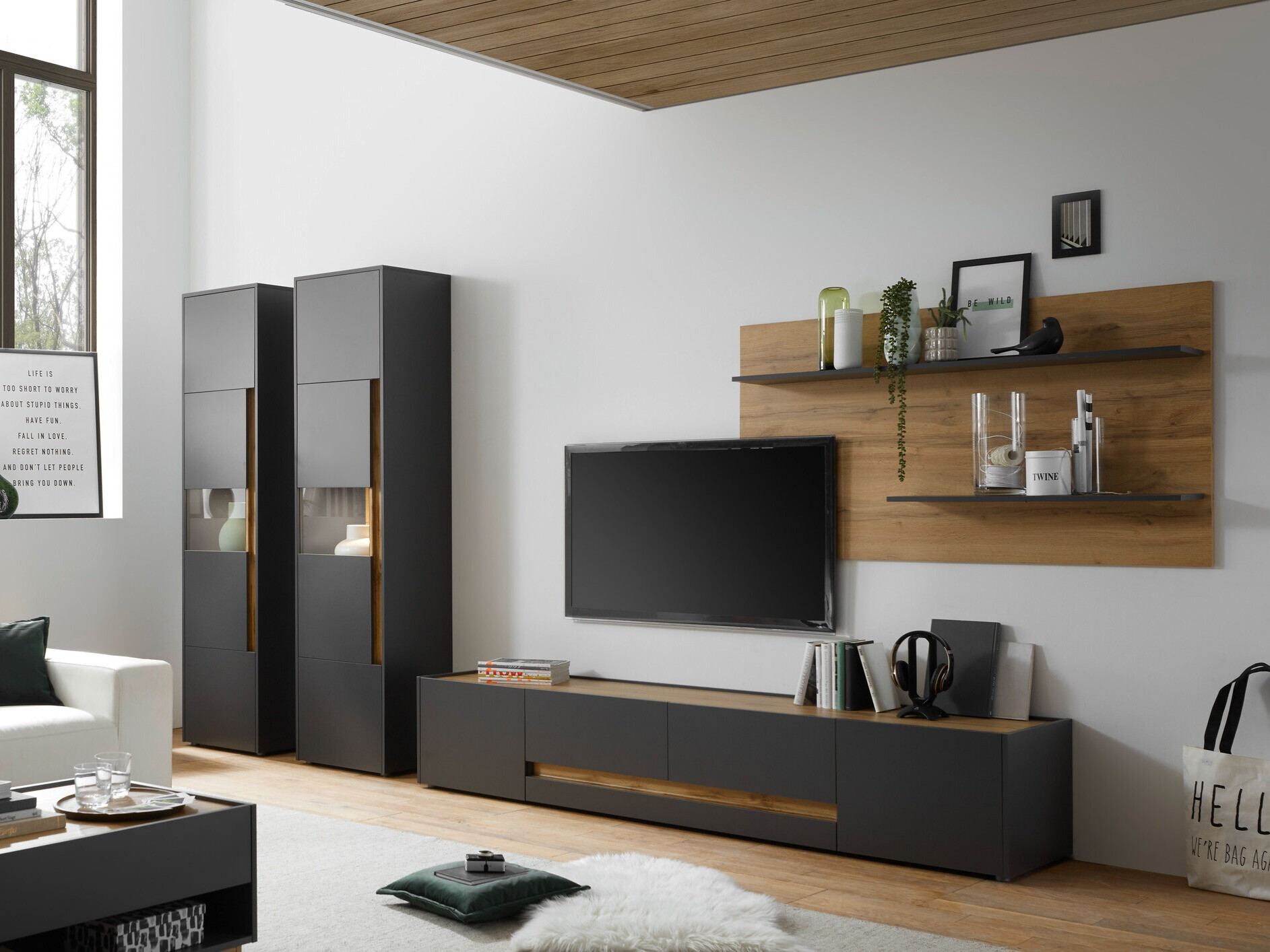 TV komoda Elbsori 116 (Antracit + Hrast Votan)