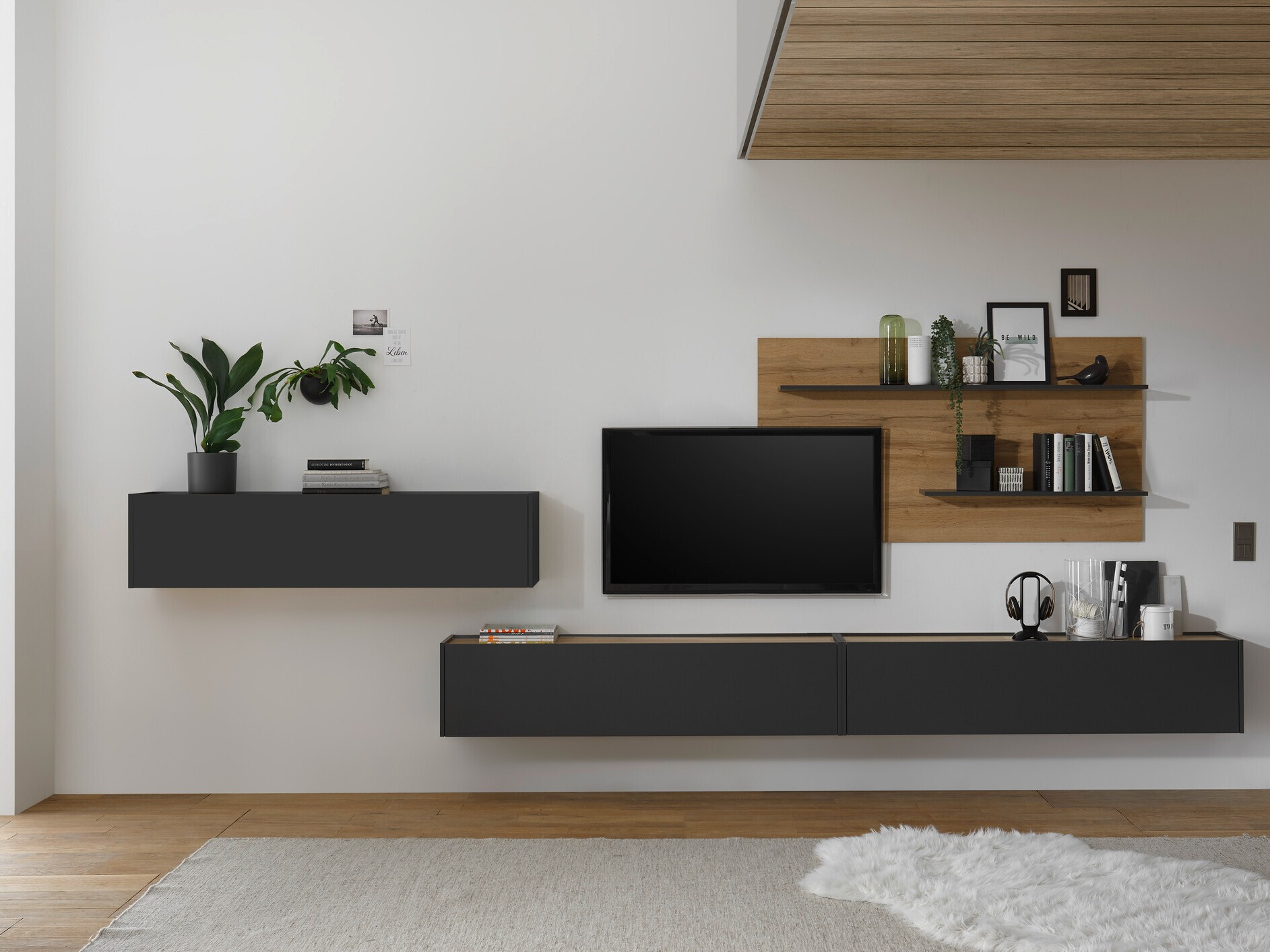 Set za dnevnu sobu Elbsori 121 (Antracit + Hrast Votan)