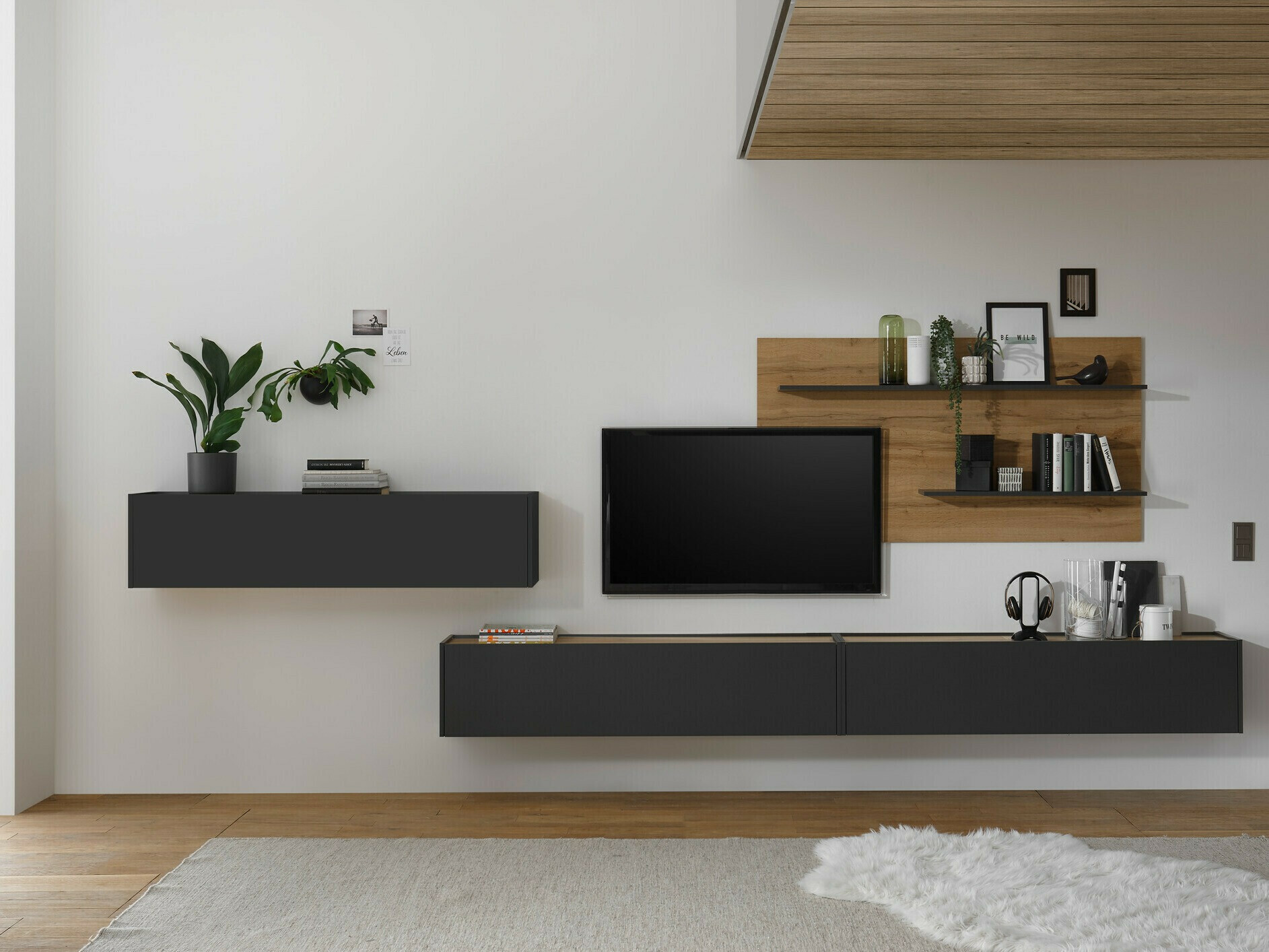 Set za dnevnu sobu Elbsori 121 (Antracit + Hrast Votan)