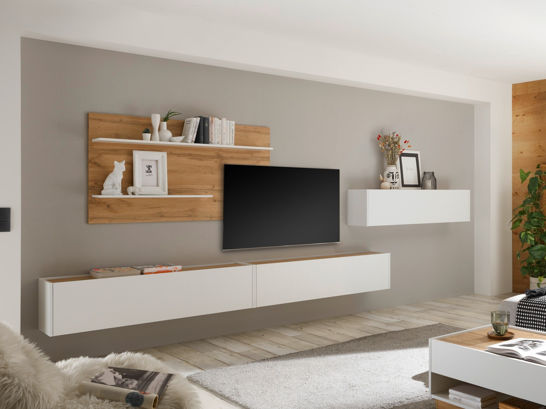 Set za dnevnu sobu Elbsori 121 (Belo + Hrast Votan)