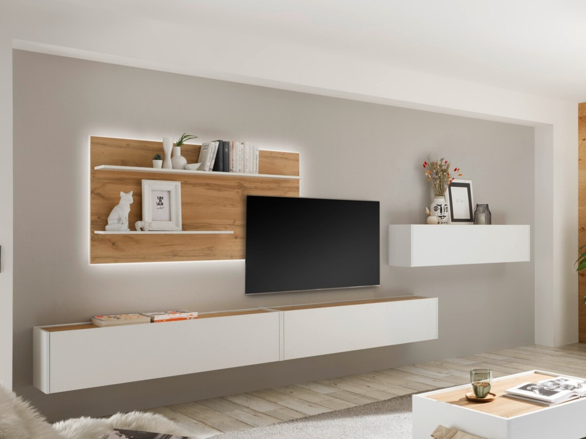 Set za dnevnu sobu Elbsori 121 (Belo + Hrast Votan)