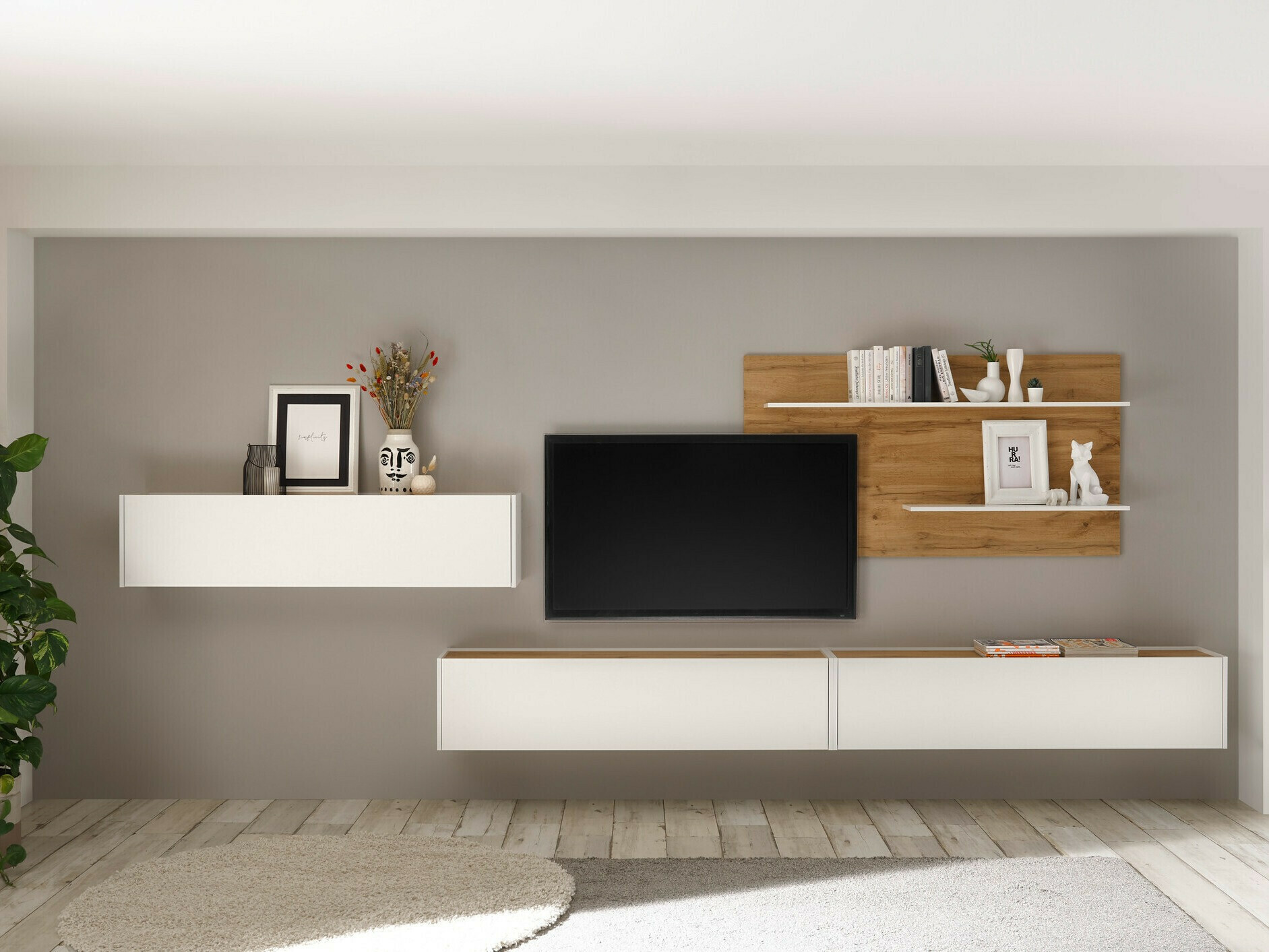 Set za dnevnu sobu Elbsori 121 (Belo + Hrast Votan)
