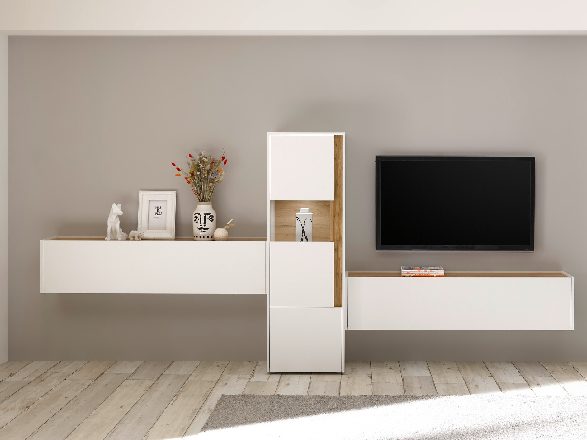 Set za dnevnu sobu Elbsori 122 (Belo + Hrast Votan)