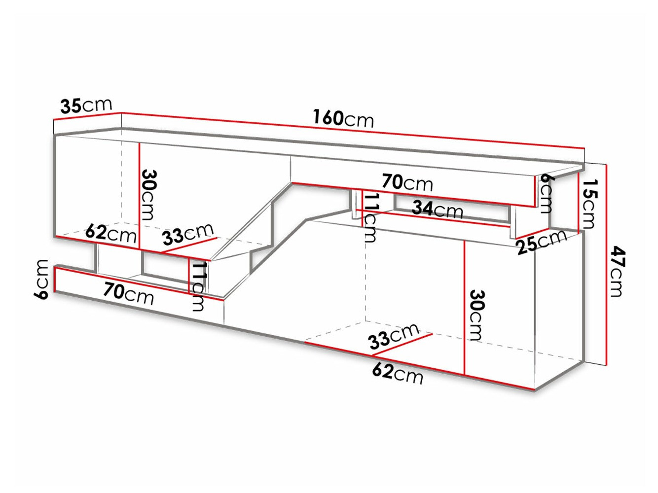 TV sto Comfivo Daldune 100 (Belo + Вотан храст)