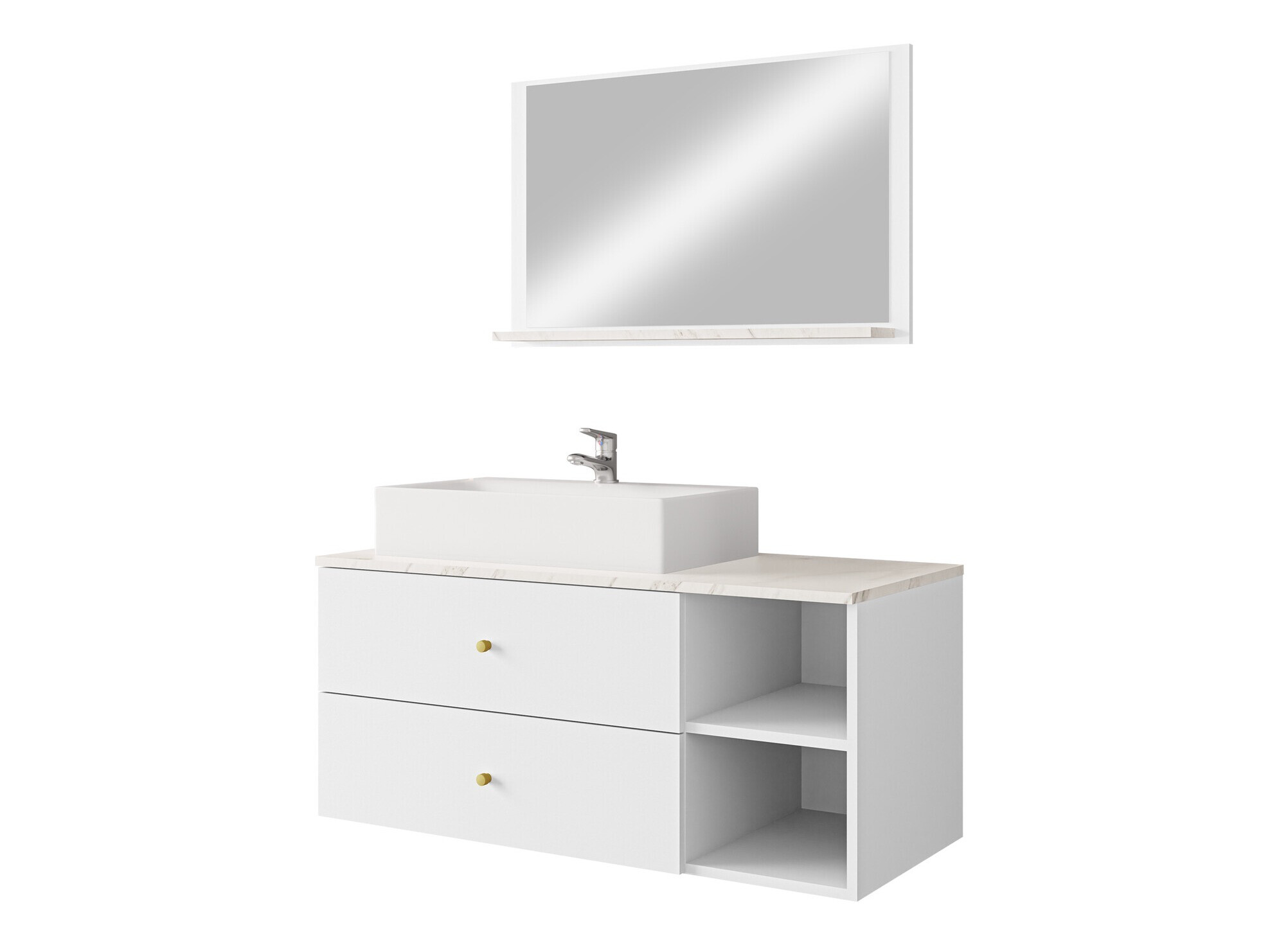 Set za kupatilo Salus I (Belo + Beli mermer)