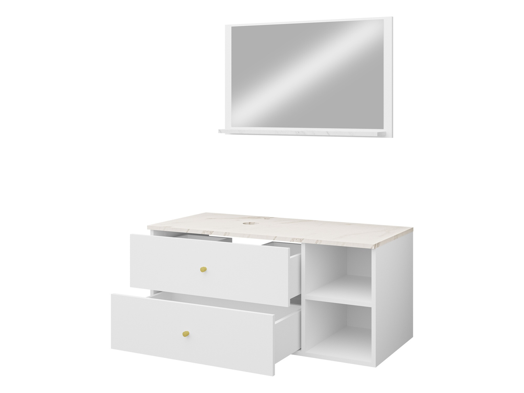 Set za kupatilo Salus I (Belo + Beli mermer)