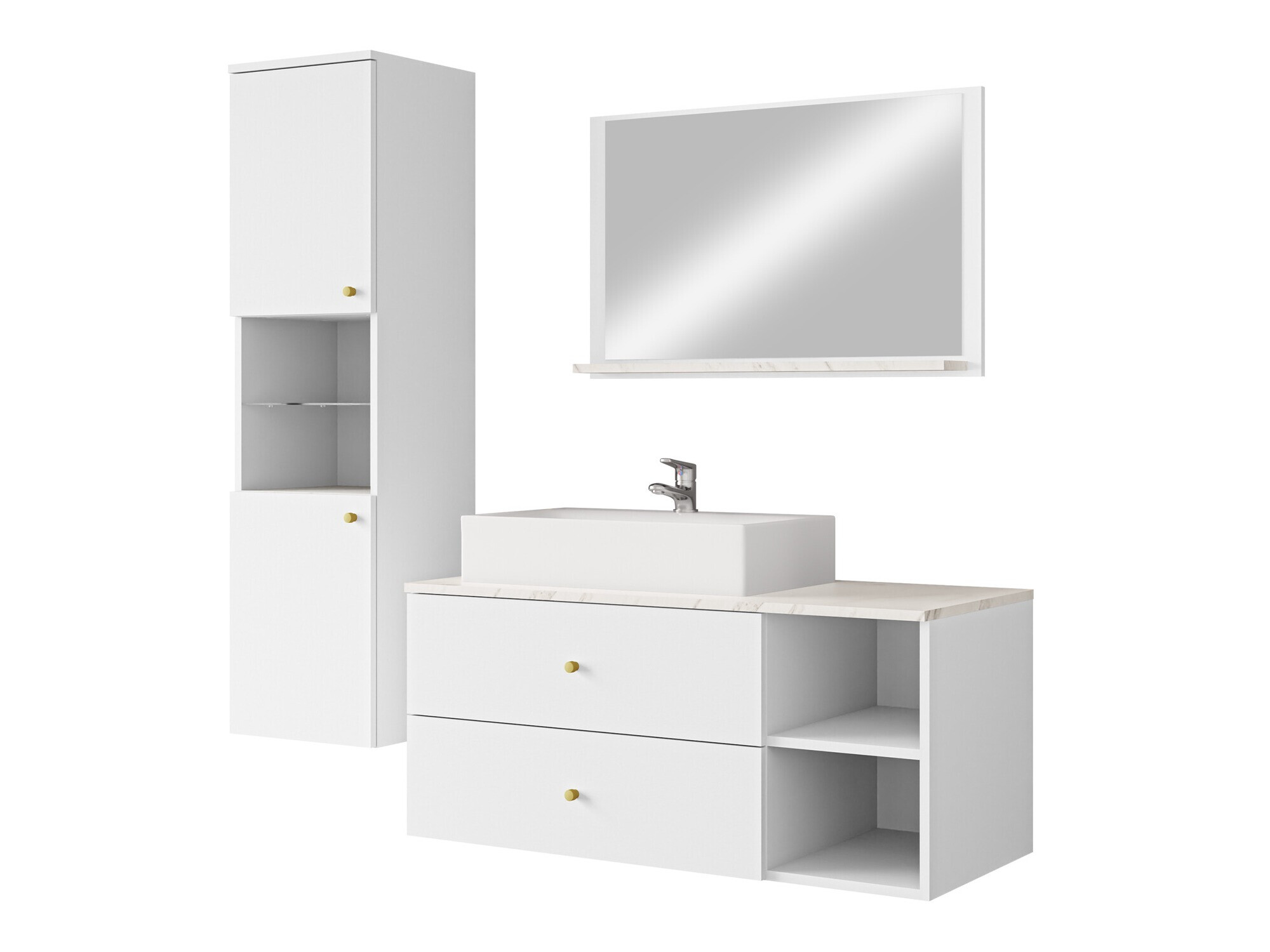 Set za kupatilo Salus II (Belo + Beli mermer)