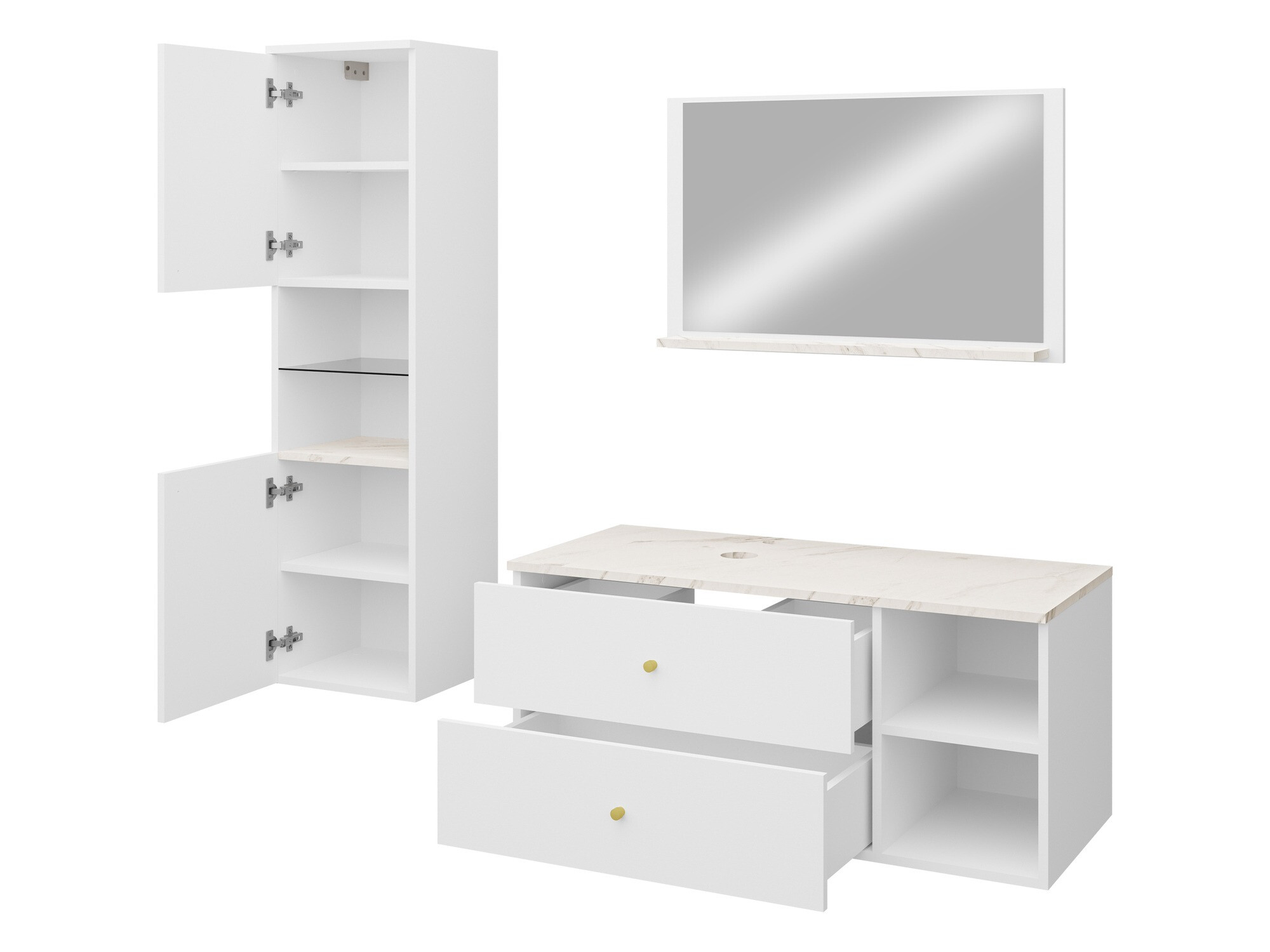 Set za kupatilo Salus II (Belo + Beli mermer)