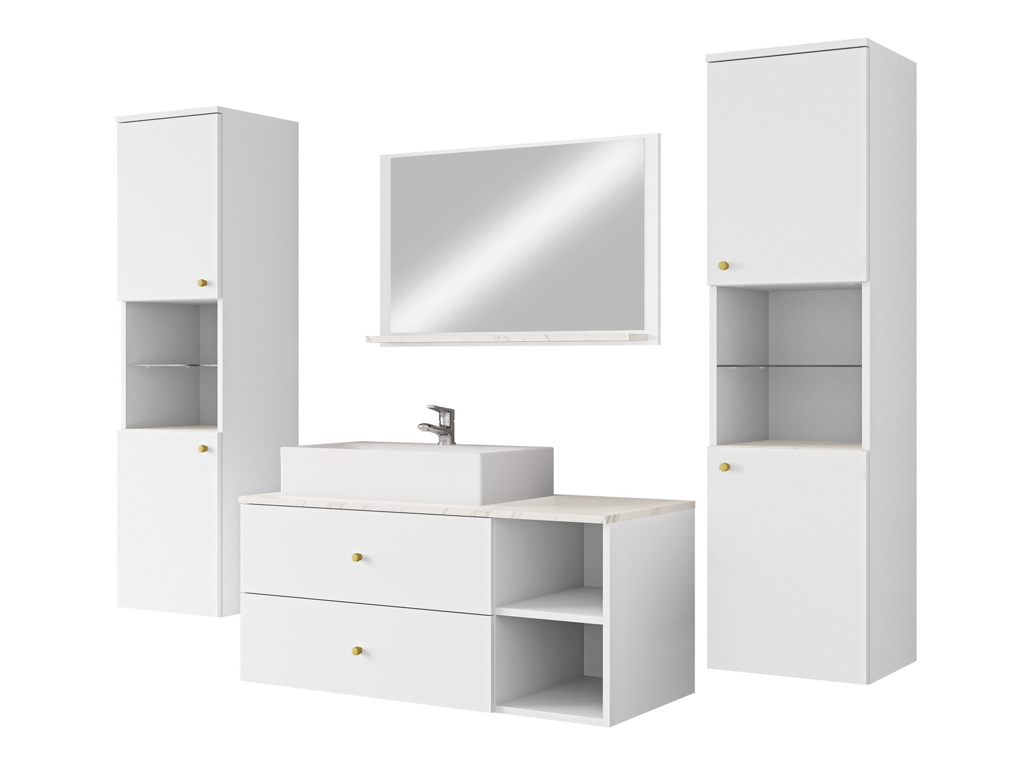 Set za kupatilo Salus III (Belo + Beli mermer)