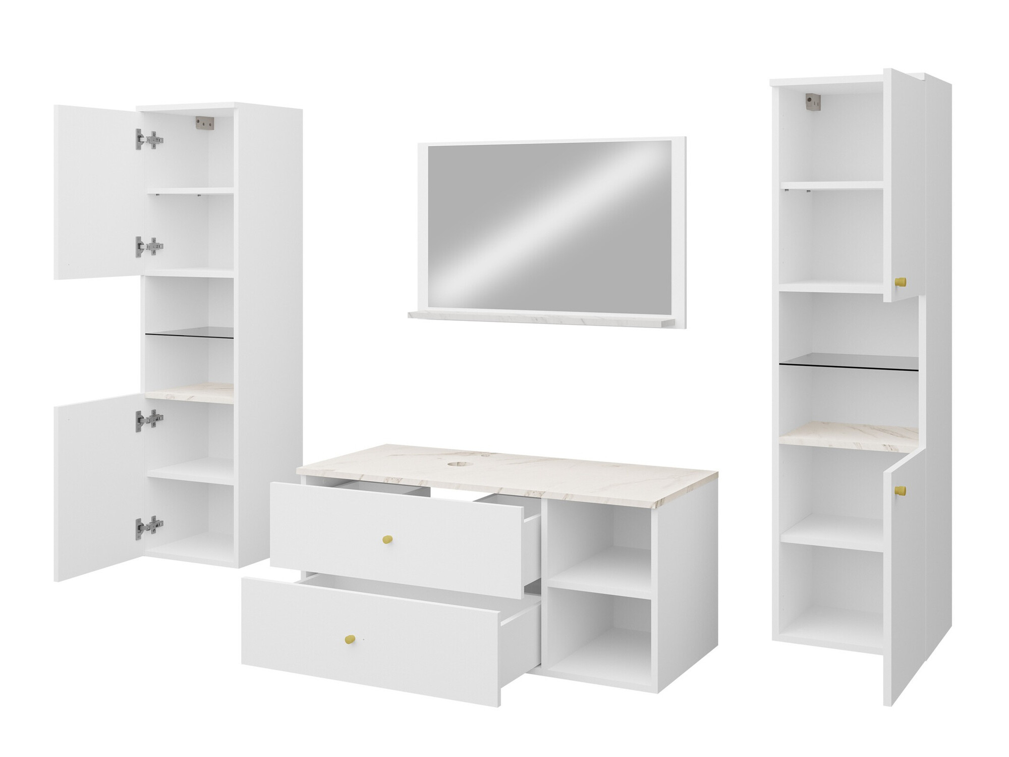 Set za kupatilo Salus III (Belo + Beli mermer)