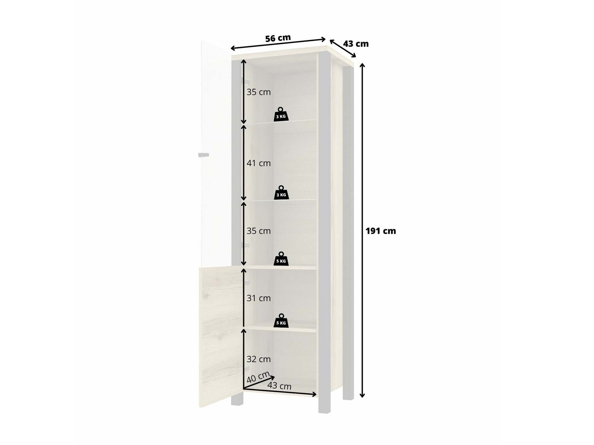 Polica Tornua 101 (Tamna smrča + Mat crna)