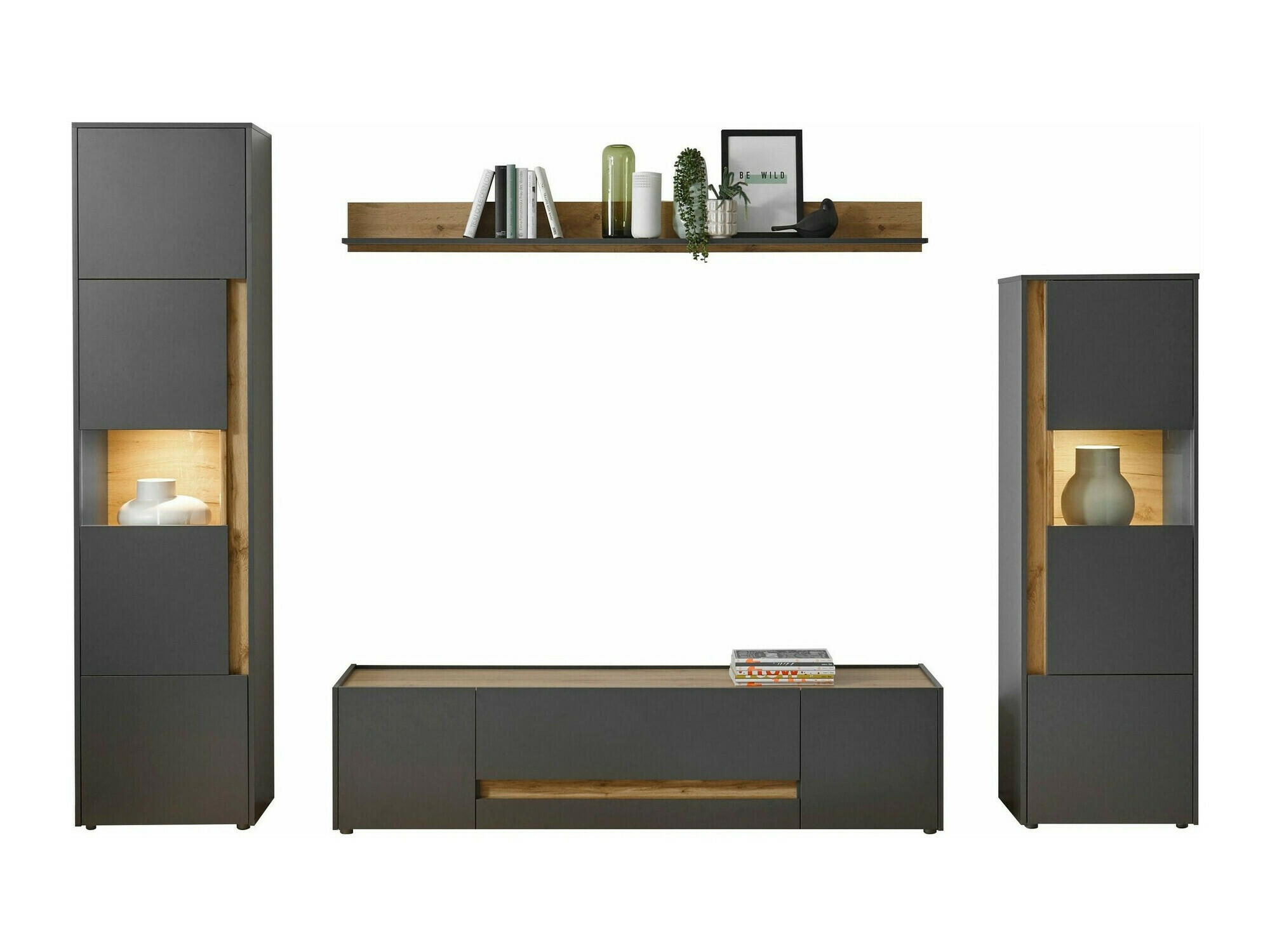 Set za dnevnu sobu Elbsori 130 (Antracit + Hrast Votan)