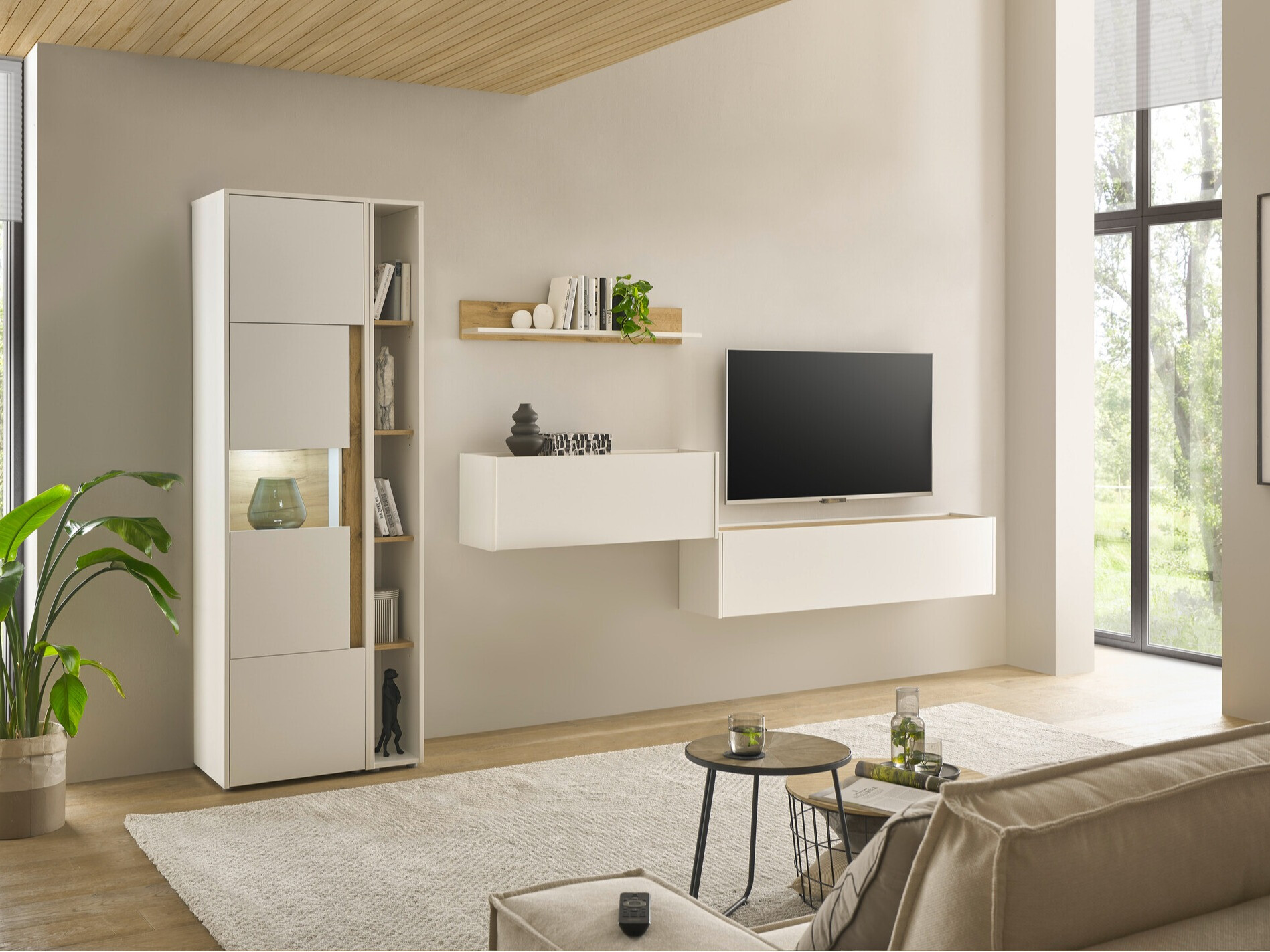 Set za dnevnu sobu Elbsori 133 (Belo + Hrast Votan)