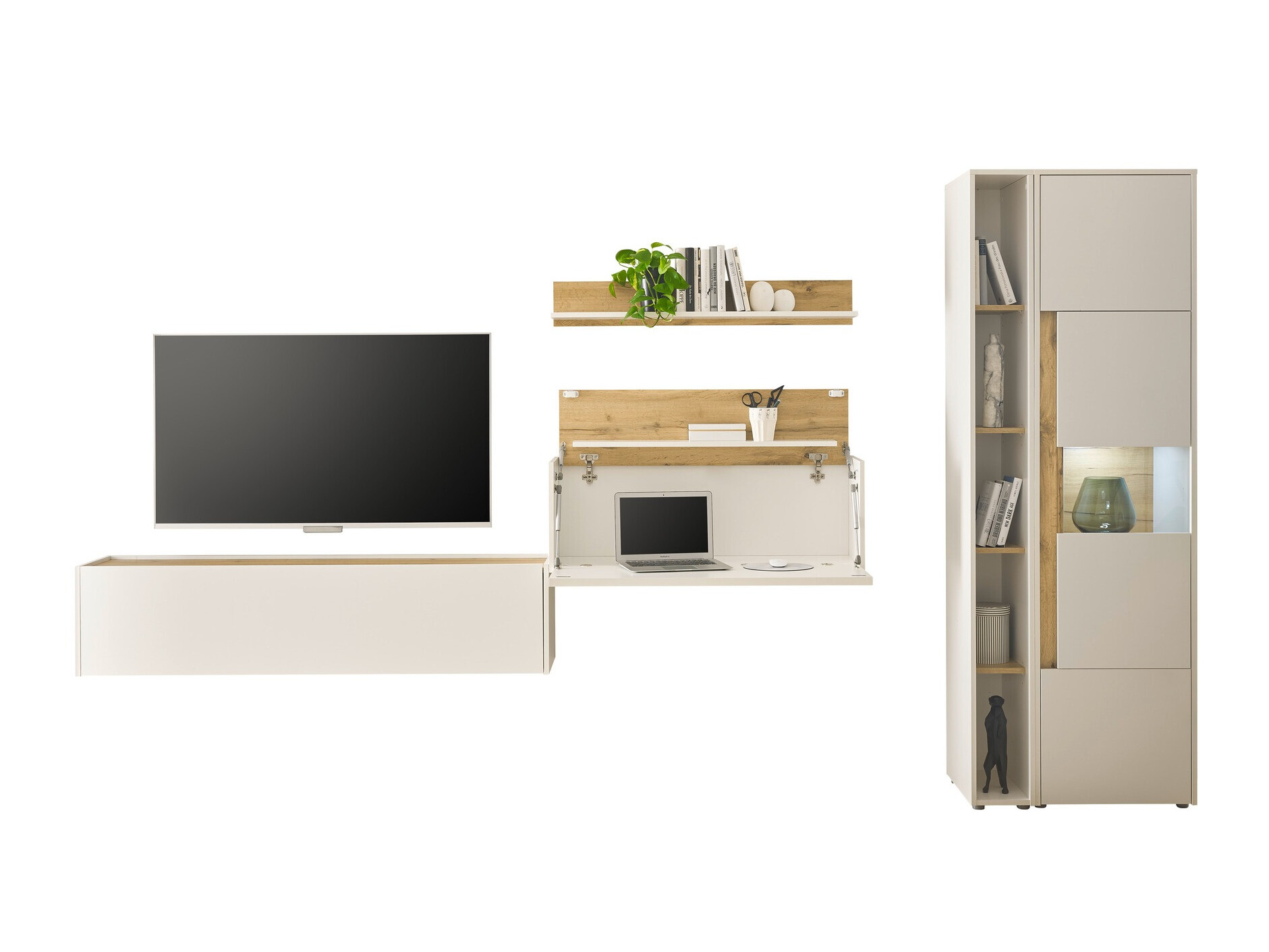 Set za dnevnu sobu Elbsori 133 (Belo + Hrast Votan)