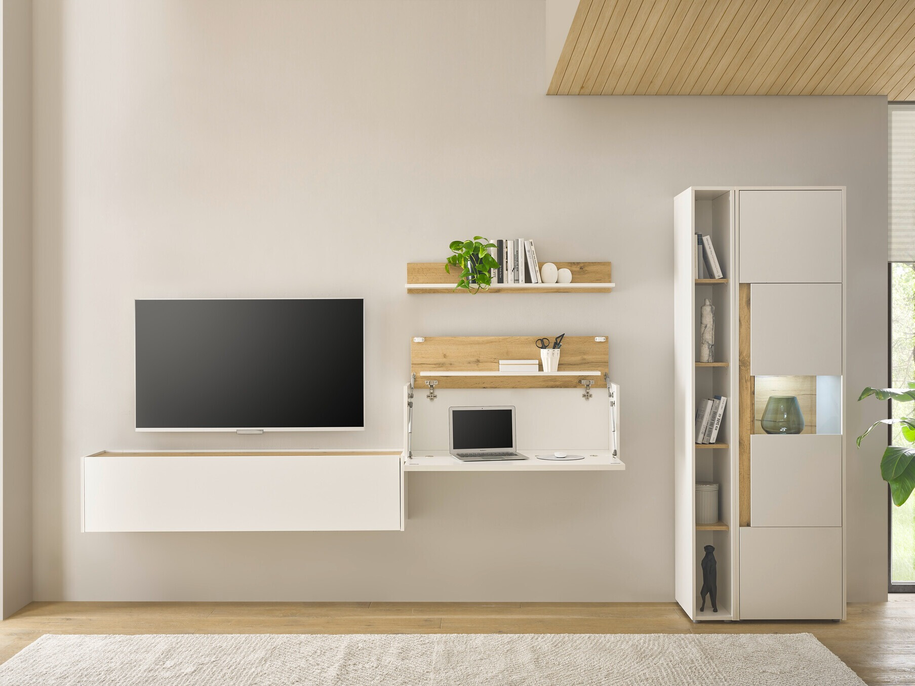 Set za dnevnu sobu Elbsori 133 (Belo + Hrast Votan)