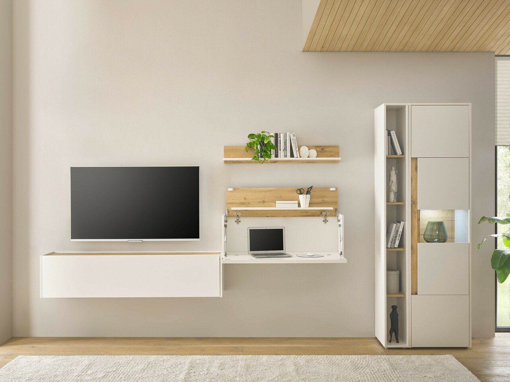 Set za dnevnu sobu Elbsori 133 (Belo + Hrast Votan)