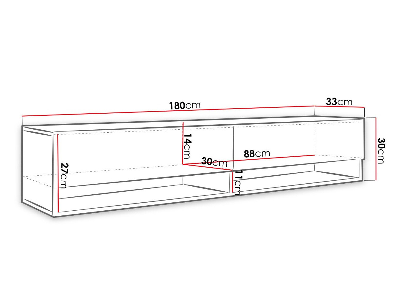 TV sto Sarasota 119 (Graphite + Crno)