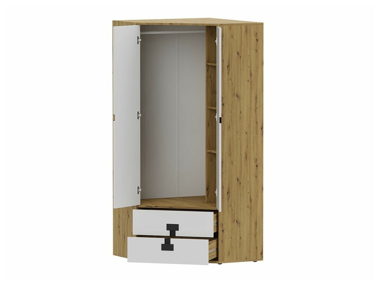 Ugaoni ormar Florevi 114 (Mat belo + Artisan hrast)