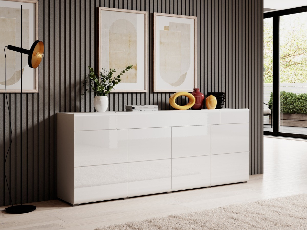 Komoda Torsone 102 (Belo + Sjajno belo)