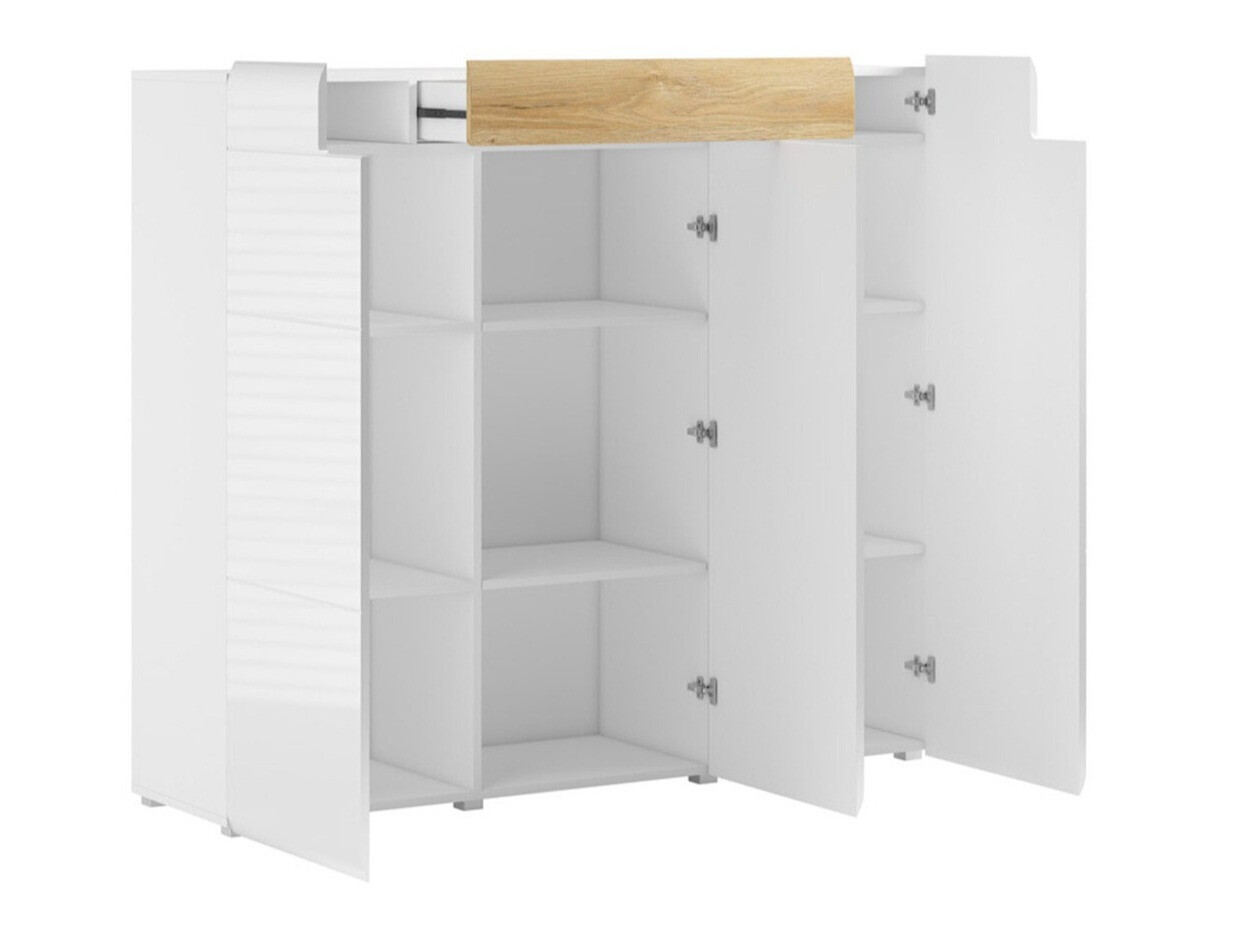 Komoda Torsone 112 (Belo + Sjajno belo + Hrast San Remo)