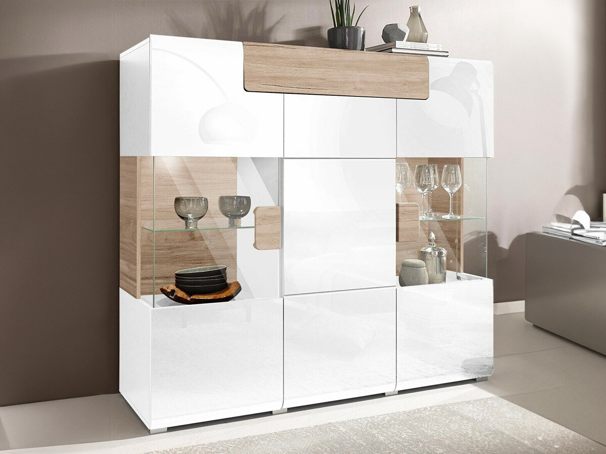 Ormarić Torsone 100 (Belo + Sjajno belo + Hrast San Remo)