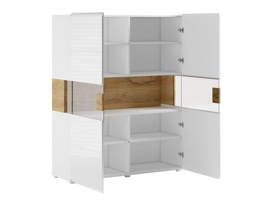 Polica Torsone 107 (Belo + Sjajno belo + Hrast San Remo)