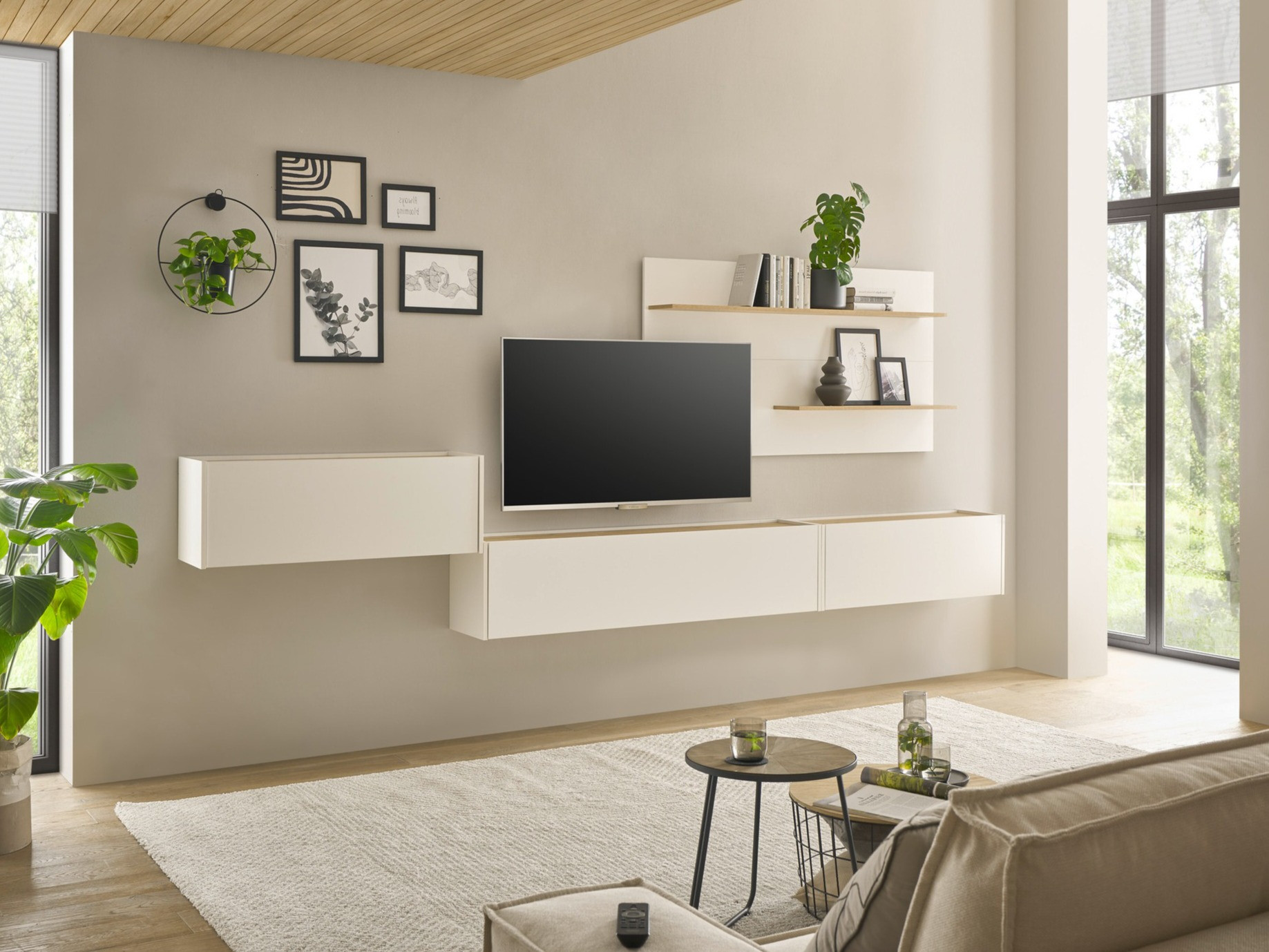 Set za dnevnu sobu Elbsori 137 (Belo + Hrast Votan)