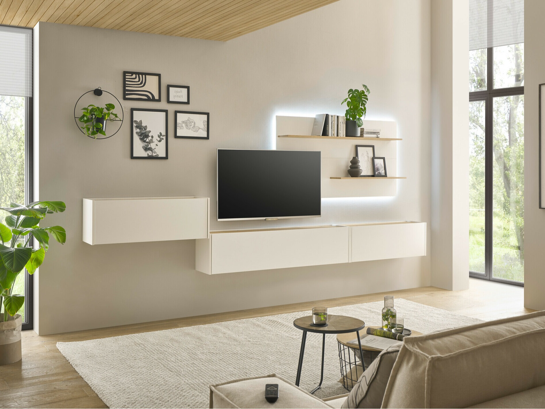 Set za dnevnu sobu Elbsori 137 (Belo + Hrast Votan)