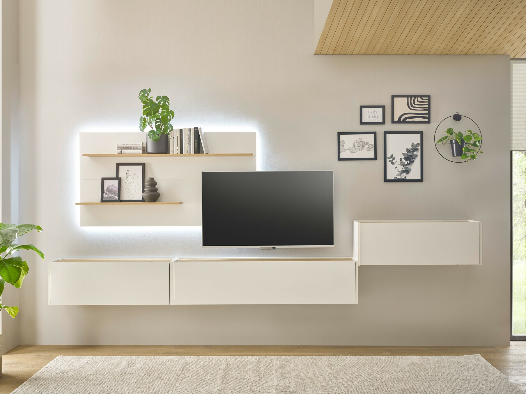 Set za dnevnu sobu Elbsori 137 (Belo + Hrast Votan)