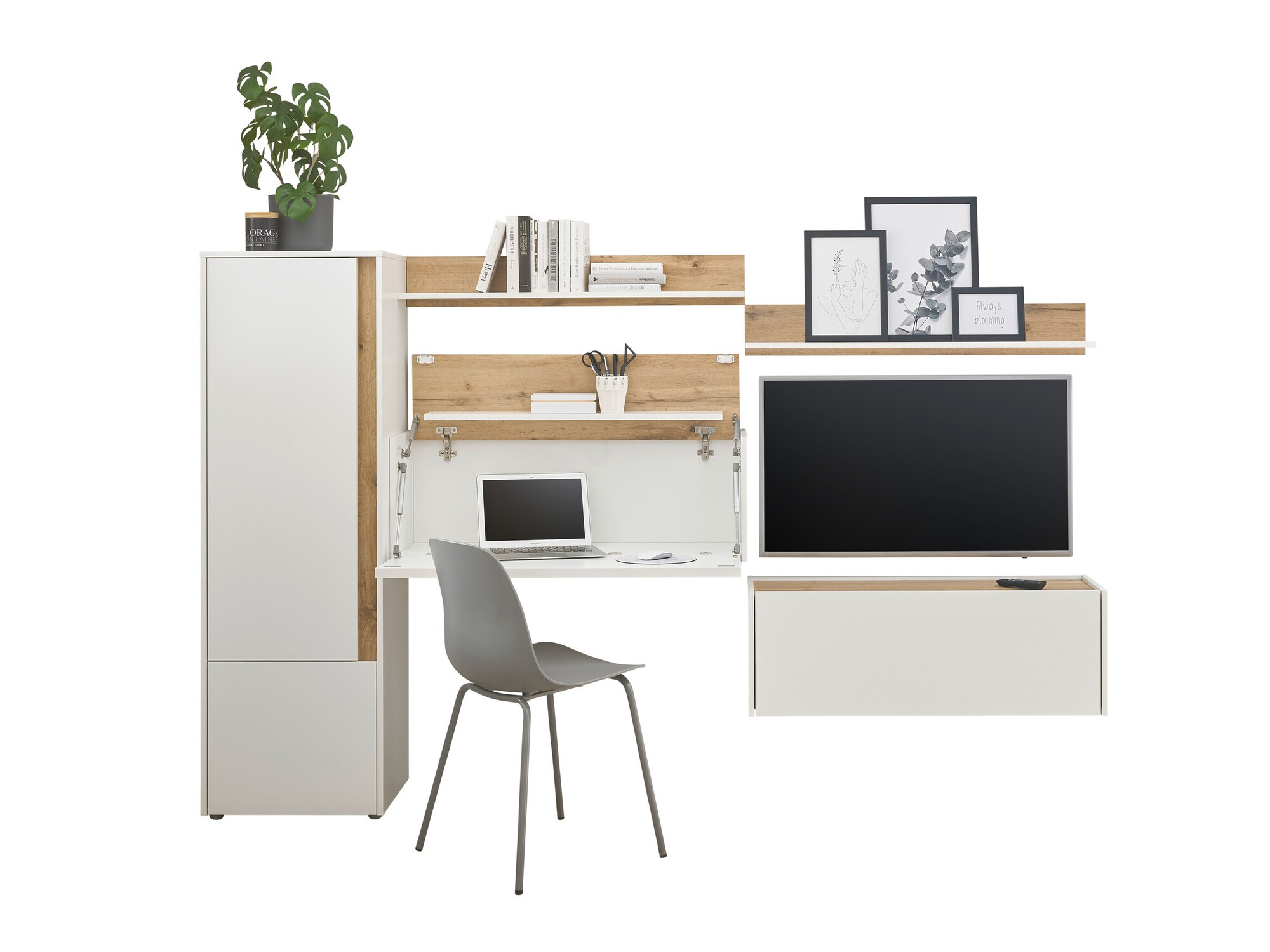 Set za dnevnu sobu Elbsori 138 (Belo + Hrast Votan)