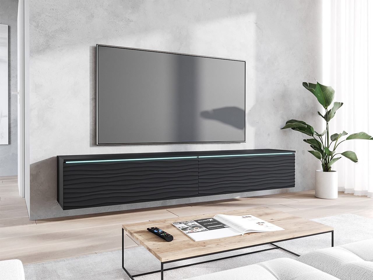 TV komoda Sarasota 164 (Grafit + Crno)
