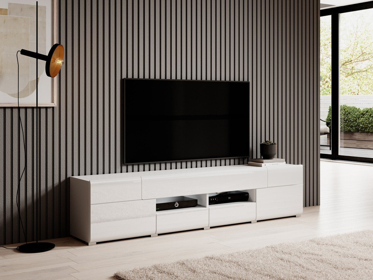 TV komoda Torsone 113 (Belo + Sjajno belo)